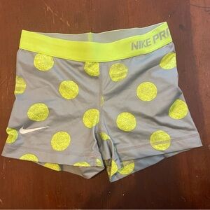 Grey and Yellow Polka Dot Nike Pros shorts